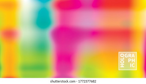 Fondo del vector holográfico. Aceite irlandés. Holograma brillante. Arcoiris de neón pastel. Papel metálico ultravioleta. Plantilla para presentación. Cubierta al diseño web. Gradiente colorido abstracto.