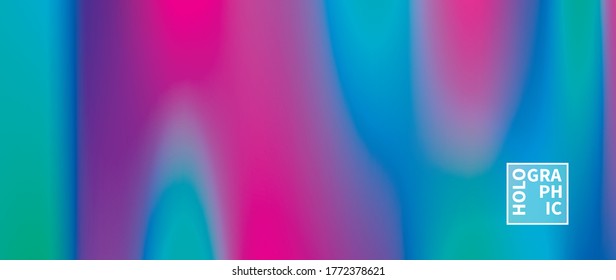 Fondo del vector holográfico. Aceite irlandés. Holograma brillante. Arcoiris de neón pastel. Papel metálico ultravioleta. Plantilla para presentación. Cubierta al diseño web. Gradiente colorido abstracto.