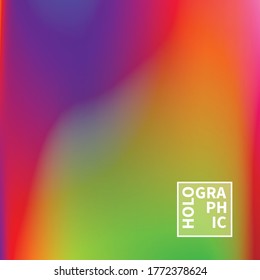 Fondo del vector holográfico. Aceite irlandés. Holograma brillante. Arcoiris de neón pastel. Papel metálico ultravioleta. Plantilla para presentación. Cubierta al diseño web. Gradiente colorido abstracto.