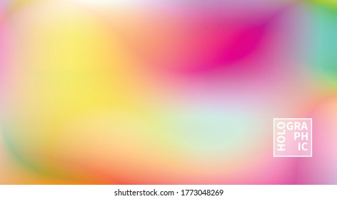 Holographic Vector Background. Iridescent Foil. Glitch Hologram. Pastel neon rainbow. Ultraviolet metallic paper. Template for presentation. Cover to web design. Abstract colorful gradient.