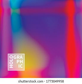 Fondo del vector holográfico. Aceite irlandés. Holograma brillante. Arcoiris de neón pastel. Papel metálico ultravioleta. Plantilla para presentación. Cubierta al diseño web. Gradiente colorido abstracto.