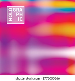 Holographic Vector Background. Iridescent Foil. Glitch Hologram. Pastel neon rainbow. Ultraviolet metallic paper. Template for presentation. Cover to web design. Abstract colorful gradient.