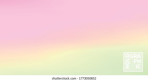 Holographic Vector Background. Iridescent Foil. Glitch Hologram. Pastel neon rainbow. Ultraviolet metallic paper. Template for presentation. Cover to web design. Abstract colorful gradient.