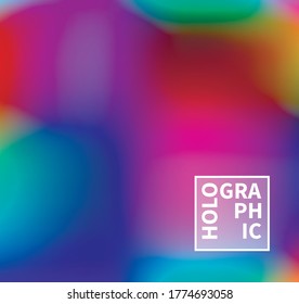Holographic Vector Background. Iridescent Foil. Glitch Hologram. Pastel neon rainbow. Ultraviolet metallic paper. Template for presentation. Cover to web design. Abstract colorful gradient.