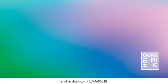 Holographic Vector Background. Iridescent Foil. Glitch Hologram. Pastel neon rainbow. Ultraviolet metallic paper. Template for presentation. Cover to web design. Abstract colorful gradient.