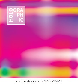 Holographic Vector Background. Iridescent Foil. Glitch Hologram. Pastel neon rainbow. Ultraviolet metallic paper. Template for presentation. Cover to web design. Abstract colorful gradient.