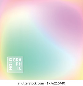 Arrière-Plan Vectoriel Holographique. Iriascendance Foil. Hologramme glacé. Arc-en-ciel pastel néon. Papier métallique ultraviolet. Modèle de présentation. Couvrir le web design. Dégradé abstrait coloré.