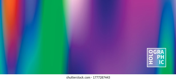Fondo del vector holográfico. Aceite irlandés. Holograma brillante. Arcoiris de neón pastel. Papel metálico ultravioleta. Plantilla para presentación. Cubierta al diseño web. Gradiente colorido abstracto.