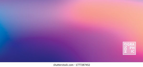 Holographic Vector Background. Iridescent Foil. Glitch Hologram. Pastel neon rainbow. Ultraviolet metallic paper. Template for presentation. Cover to web design. Abstract colorful gradient.