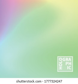 Holographic Vector Background. Iridescent Foil. Glitch Hologram. Pastel neon rainbow. Ultraviolet metallic paper. Template for presentation. Cover to web design. Abstract colorful gradient.