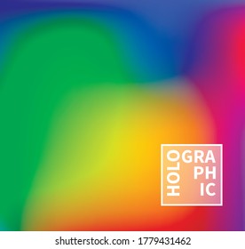 Fondo del vector holográfico. Aceite irlandés. Holograma brillante. Arcoiris de neón pastel. Papel metálico ultravioleta. Plantilla para presentación. Cubierta al diseño web. Gradiente colorido abstracto.