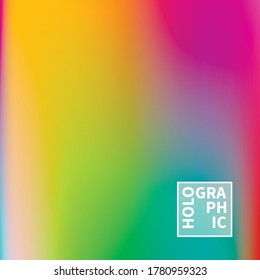 Fondo del vector holográfico. Aceite irlandés. Holograma brillante. Arcoiris de neón pastel. Papel metálico ultravioleta. Plantilla para presentación. Cubierta al diseño web. Gradiente colorido abstracto.