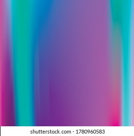 Holografischer Vektorhintergrund. Unberührte Folie. Glitch Hologram. Pastellneonregenbogen. Ultraviolettes metallisches Papier. Vorlage zur Präsentation. Cover to Web Design. Abstrakter Farbverlauf.