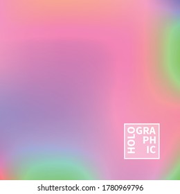 Holographic Vector Background. Iridescent Foil. Glitch Hologram. Pastel neon rainbow. Ultraviolet metallic paper. Template for presentation. Cover to web design. Abstract colorful gradient.