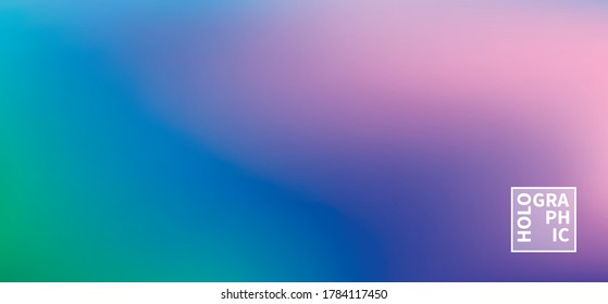 Fondo del vector holográfico. Aceite irlandés. Holograma brillante. Arcoiris de neón pastel. Papel metálico ultravioleta. Plantilla para presentación. Cubierta al diseño web. Gradiente colorido abstracto.