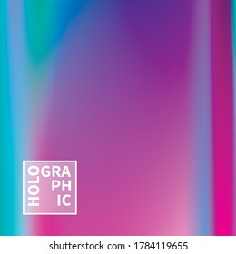 Holographic Vector Background. Iridescent Foil. Glitch Hologram. Pastel neon rainbow. Ultraviolet metallic paper. Template for presentation. Cover to web design. Abstract colorful gradient.