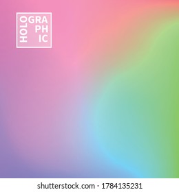 Fondo del vector holográfico. Aceite irlandés. Holograma brillante. Arcoiris de neón pastel. Papel metálico ultravioleta. Plantilla para presentación. Cubierta al diseño web. Gradiente colorido abstracto.