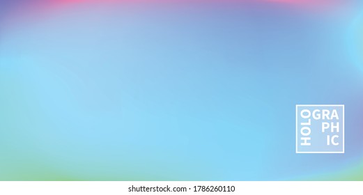 Holographic Vector Background. Iridescent Foil. Glitch Hologram. Pastel neon rainbow. Ultraviolet metallic paper. Template for presentation. Cover to web design. Abstract colorful gradient.
