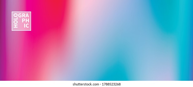 Holographic Vector Background. Iridescent Foil. Glitch Hologram. Pastel neon rainbow. Ultraviolet metallic paper. Template for presentation. Cover to web design. Abstract colorful gradient.