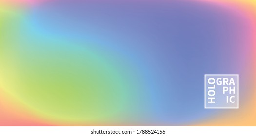 Fondo del vector holográfico. Aceite irlandés. Holograma brillante. Arcoiris de neón pastel. Papel metálico ultravioleta. Plantilla para presentación. Cubierta al diseño web. Gradiente colorido abstracto.