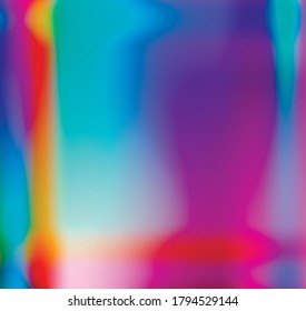 Holographic Vector Background. Iridescent Foil. Glitch Hologram. Pastel neon rainbow. Ultraviolet metallic paper. Template for presentation. Cover to web design. Abstract colorful gradient.