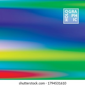 Holographic Vector Background. Iridescent Foil. Glitch Hologram. Pastel neon rainbow. Ultraviolet metallic paper. Template for presentation. Cover to web design. Abstract colorful gradient.