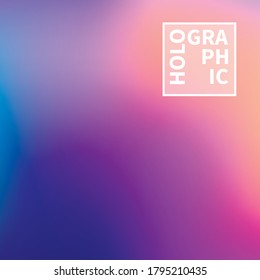 Holographic Vector Background. Iridescent Foil. Glitch Hologram. Pastel neon rainbow. Ultraviolet metallic paper. Template for presentation. Cover to web design. Abstract colorful gradient.