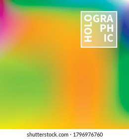 Fondo del vector holográfico. Aceite irlandés. Holograma brillante. Arcoiris de neón pastel. Papel metálico ultravioleta. Plantilla para presentación. Cubierta al diseño web. Gradiente colorido abstracto.