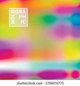 Fondo del vector holográfico. Aceite irlandés. Holograma brillante. Arcoiris de neón pastel. Papel metálico ultravioleta. Plantilla para presentación. Cubierta al diseño web. Gradiente colorido abstracto.