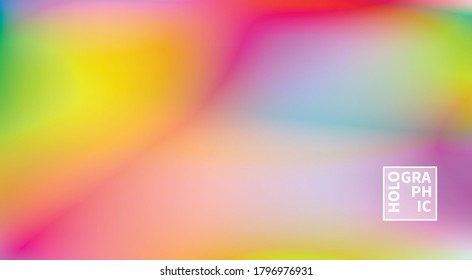Fondo del vector holográfico. Aceite irlandés. Holograma brillante. Arcoiris de neón pastel. Papel metálico ultravioleta. Plantilla para presentación. Cubierta al diseño web. Gradiente colorido abstracto.