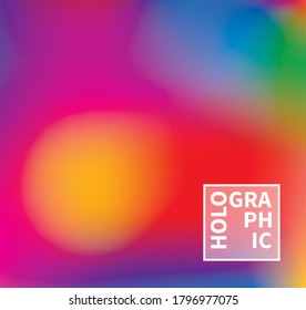 Holographic Vector Background. Iridescent Foil. Glitch Hologram. Pastel neon rainbow. Ultraviolet metallic paper. Template for presentation. Cover to web design. Abstract colorful gradient.