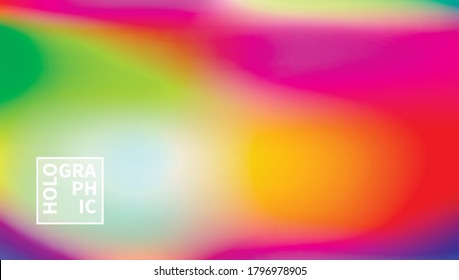 Holografischer Vektorhintergrund. Unberührte Folie. Glitch Hologram. Pastellneonregenbogen. Ultraviolettes metallisches Papier. Vorlage zur Präsentation. Cover to Web Design. Abstrakter Farbverlauf.