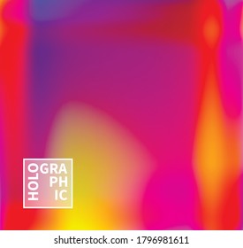 Holographic Vector Background. Iridescent Foil. Glitch Hologram. Pastel neon rainbow. Ultraviolet metallic paper. Template for presentation. Cover to web design. Abstract colorful gradient.