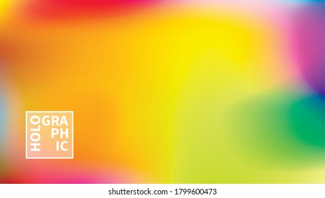Fondo del vector holográfico. Aceite irlandés. Holograma brillante. Arcoiris de neón pastel. Papel metálico ultravioleta. Plantilla para presentación. Cubierta al diseño web. Gradiente colorido abstracto.