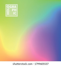 Holografischer Vektorhintergrund. Unberührte Folie. Glitch Hologram. Pastellneonregenbogen. Ultraviolettes metallisches Papier. Vorlage zur Präsentation. Cover to Web Design. Abstrakter Farbverlauf.