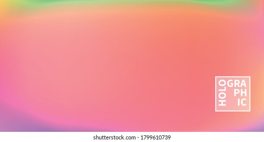Holographic Vector Background. Iridescent Foil. Glitch Hologram. Pastel neon rainbow. Ultraviolet metallic paper. Template for presentation. Cover to web design. Abstract colorful gradient.