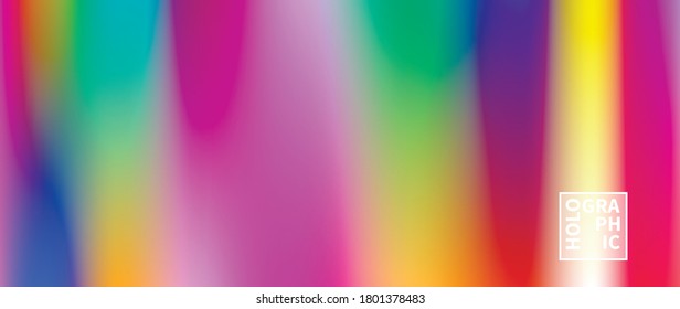 Fondo del vector holográfico. Aceite irlandés. Holograma brillante. Arcoiris de neón pastel. Papel metálico ultravioleta. Plantilla para presentación. Cubierta al diseño web. Gradiente colorido abstracto.