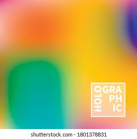 Holographic Vector Background. Iridescent Foil. Glitch Hologram. Pastel neon rainbow. Ultraviolet metallic paper. Template for presentation. Cover to web design. Abstract colorful gradient.