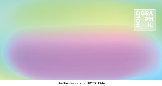 Holographic Vector Background. Iridescent Foil. Glitch Hologram. Pastel neon rainbow. Ultraviolet metallic paper. Template for presentation. Cover to web design. Abstract colorful gradient.