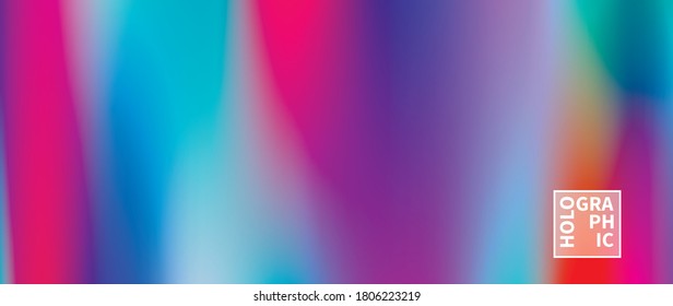 Holographic Vector Background. Iridescent Foil. Glitch Hologram. Pastel neon rainbow. Ultraviolet metallic paper. Template for presentation. Cover to web design. Abstract colorful gradient.