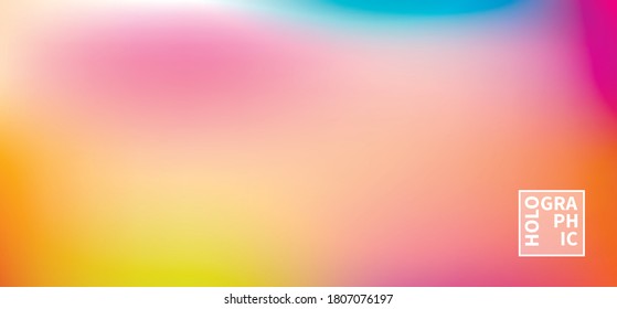 Holographic Vector Background. Iridescent Foil. Glitch Hologram. Pastel neon rainbow. Ultraviolet metallic paper. Template for presentation. Cover to web design. Abstract colorful gradient.