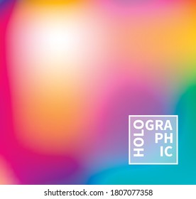 Fondo del vector holográfico. Aceite irlandés. Holograma brillante. Arcoiris de neón pastel. Papel metálico ultravioleta. Plantilla para presentación. Cubierta al diseño web. Gradiente colorido abstracto.
