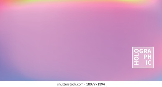 Holographic Vector Background. Iridescent Foil. Glitch Hologram. Pastel neon rainbow. Ultraviolet metallic paper. Template for presentation. Cover to web design. Abstract colorful gradient.