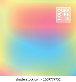 Fondo del vector holográfico. Aceite irlandés. Holograma brillante. Arcoiris de neón pastel. Papel metálico ultravioleta. Plantilla para presentación. Cubierta al diseño web. Gradiente colorido abstracto.
