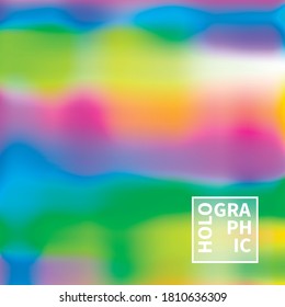 Fondo del vector holográfico. Aceite irlandés. Holograma brillante. Arcoiris de neón pastel. Papel metálico ultravioleta. Plantilla para presentación. Cubierta al diseño web. Gradiente colorido abstracto.
