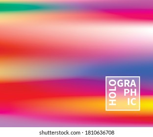 Fondo del vector holográfico. Aceite irlandés. Holograma brillante. Arcoiris de neón pastel. Papel metálico ultravioleta. Plantilla para presentación. Cubierta al diseño web. Gradiente colorido abstracto.