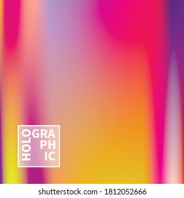 Holographic Vector Background. Iridescent Foil. Glitch Hologram. Pastel neon rainbow. Ultraviolet metallic paper. Template for presentation. Cover to web design. Abstract colorful gradient.