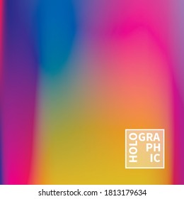 Holographic Vector Background. Iridescent Foil. Glitch Hologram. Pastel neon rainbow. Ultraviolet metallic paper. Template for presentation. Cover to web design. Abstract colorful gradient.