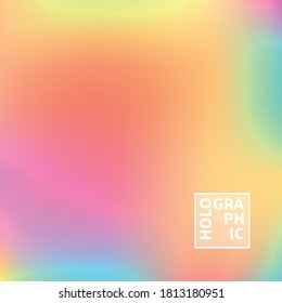 Holographic Vector Background. Iridescent Foil. Glitch Hologram. Pastel neon rainbow. Ultraviolet metallic paper. Template for presentation. Cover to web design. Abstract colorful gradient.