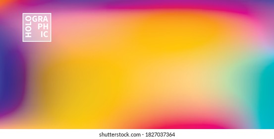 Holographic Vector Background. Iridescent Foil. Glitch Hologram. Pastel neon rainbow. Ultraviolet metallic paper. Template for presentation. Cover to web design. Abstract colorful gradient.